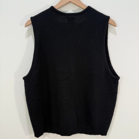 Vintage 100% Shetland Wool Sweater Vest Large Black 90s - Picture 11 of 11